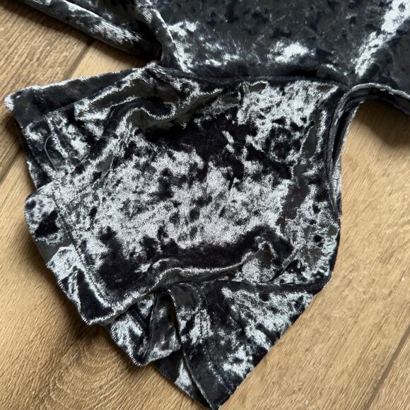 Flowers By Zoe Blue Velour Cold Shoulder Top - Girls XL - Picture 4 of 4